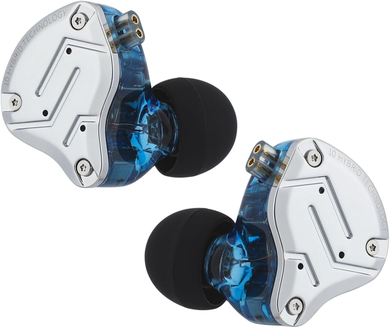 KZ ZS10 Pro 4BA+1DD 5 Driver In-Ear Hifi Metal Earphones with Stainless Steel Faceplate, 2 Pin Detachable Cable (Without Mic, Blue)
