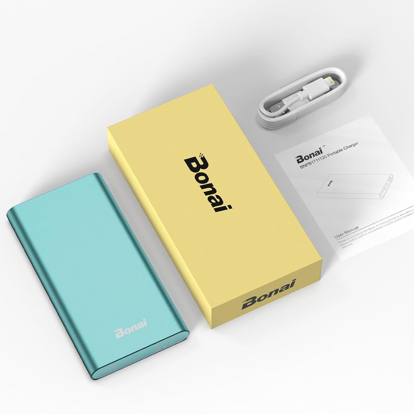 Portable Charger, Power Bank 12000Mah Aluminum(Travel)(Powerful) USB C High Speed 3.0A Input/Output Compatible Iphone 13/13 Pro Max/12/12 PM, Samsung, Ipad - Mint (8 Pin Charging Cable Included)